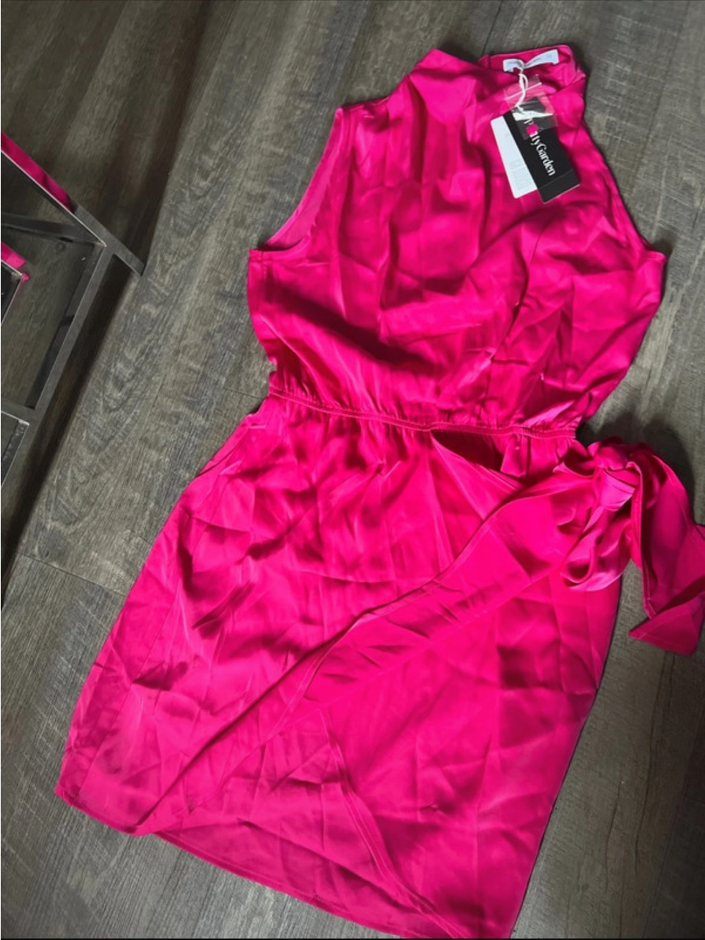 Sleeveless Tie-Waist Mini Dress in Vibrant Pink